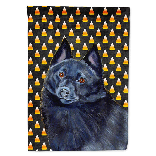 Carolines Treasures LH9080-FLAG-PARENT Schipperke Candy Corn Halloween Portrait Flag multicolor This design is available in both the garden size (small) and the house size (large).