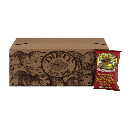 Dirty Potato Chips Mesquite Barbecue. The kettle cook in a premium peanut oil blend for a crunchier, tastier potato chip. No artificial colors, artificial flavors, preservatives or artificial sweeteners.