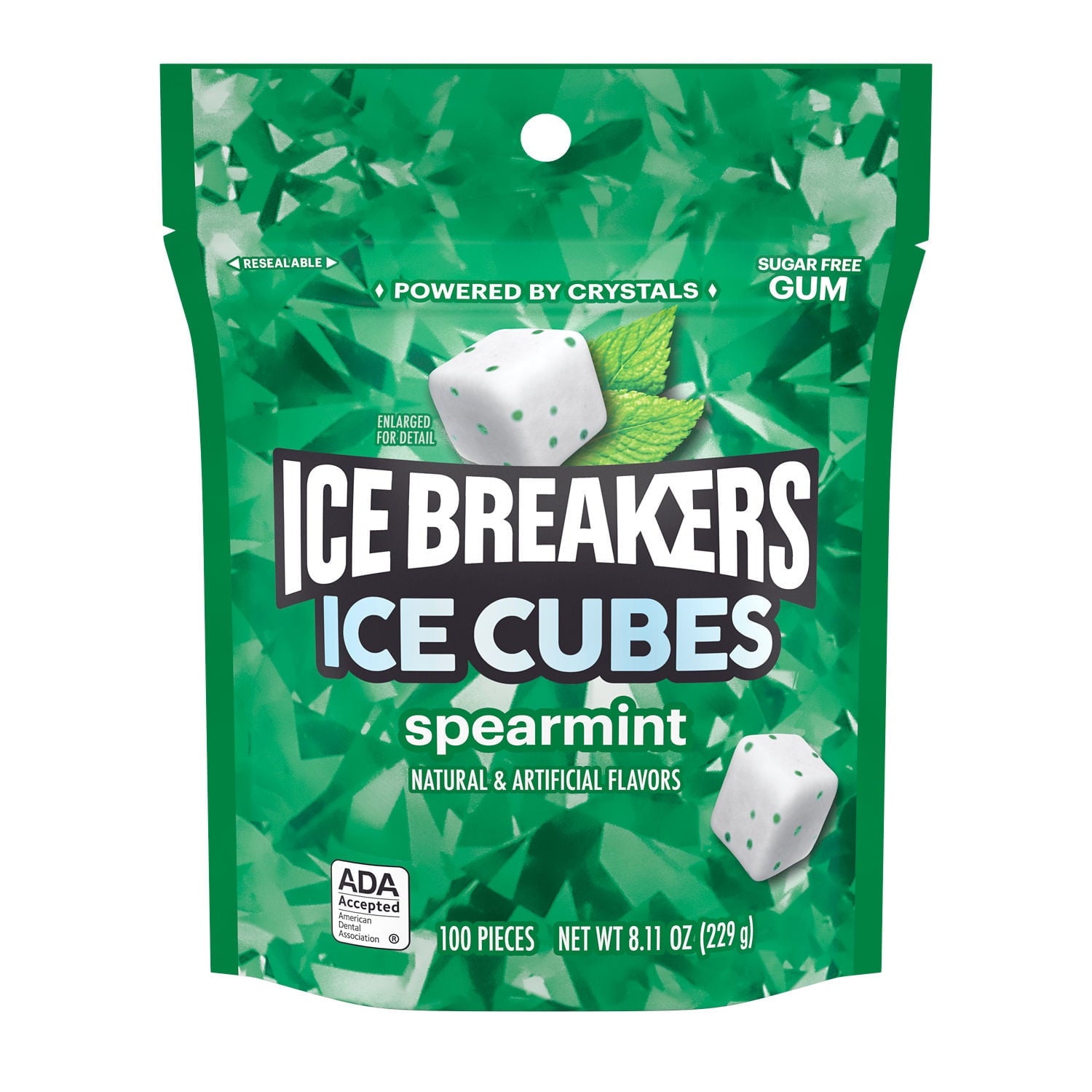 ICE BREAKERS ICE CUBES spearmint chewing gum is bursting with refreshing spearmint flavor. These minty gum cubes are the perfect size for popping into your mouth whenever you're ready for cool, invigorating flavor. With these convenient, 100-piece bags of ICE BREAKERS ICE CUBES gum, you can have a burst of spearmint, sugar free gum by your side. Keep a bulk gum pouch with you in the car, at home and in the office for quick, delicious satisfaction.