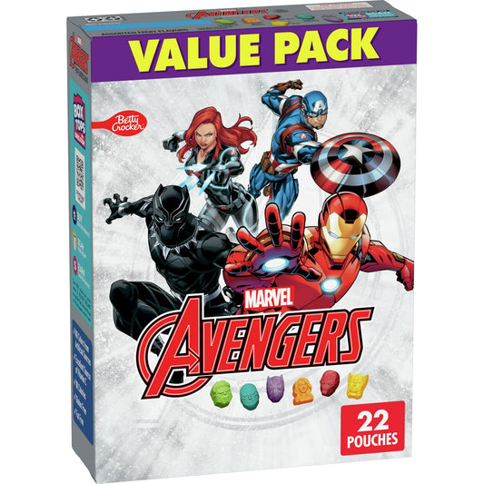 Marvel Avengers Fruit Flavored Snacks feature tasty treats shaped like your favorite Avengers characters for maximum fun. Packaged for on the go convenience and portability, these fruit flavored snacks are a treat the whole family can enjoy. The pouches are a perfect treat to include in a packed school lunch box or keep on hand for a moment's notice. Serve them as an after school snack that's a win for you and your kids. Avengers Fruit Flavored Snacks are an ideal addition to your pantry and grocery routine