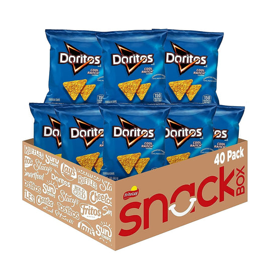 DORITOS isn't just a chip. It's fuel for disruption - our flavors ignite adventure and inspire action. With every crunch, we aim to redefine culture and support those who are boldly themselves. Are you ready? If so, crunch on. No matter what the occasion from stocking the pantry, to your next family party, to the lunch box, or even a desk break, all you have to do is grab a pack and go. Shelf-Stable / Ambient. Multipack Retail Packaging. Frito-Lay Chips and Snacks. Perfect for on the go snacking and adventu