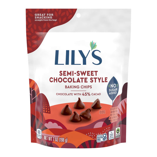 Melty, gooey, amazing, and with no sugar added, our Semi-Sweet Style Baking Chips are the perfect addition to any recipe. Less Sugar. Sweet Life. Lily's Sweets delivers delicious, no-sugar-added chocolate and confections that people obsess over. Founded by natural products industry trailblazer, Cynthia Tice, Lily's Sweets was created on the belief that people can eat better without giving up sweets. Today, Lily's Sweets remains committed to created offerings that help you achieve overall balance by satisfyi