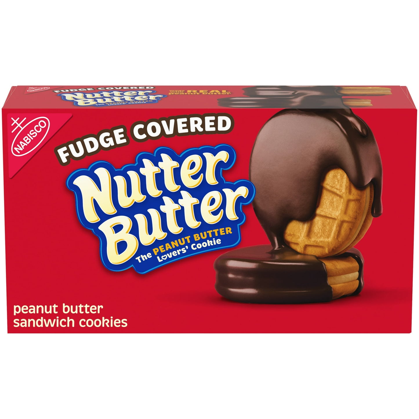 The Peanut Butter Lovers’ Cookie! Enjoy a rich, fudgy version of the familiar crispy wafer cookie and smooth peanut butter creme combo. Whether it’s dressed in fudge or going au naturel, Nutter Butter is the peanut butter–lovers’ cookie! Make dessert time even sweeter with these round fudge covered cookies.