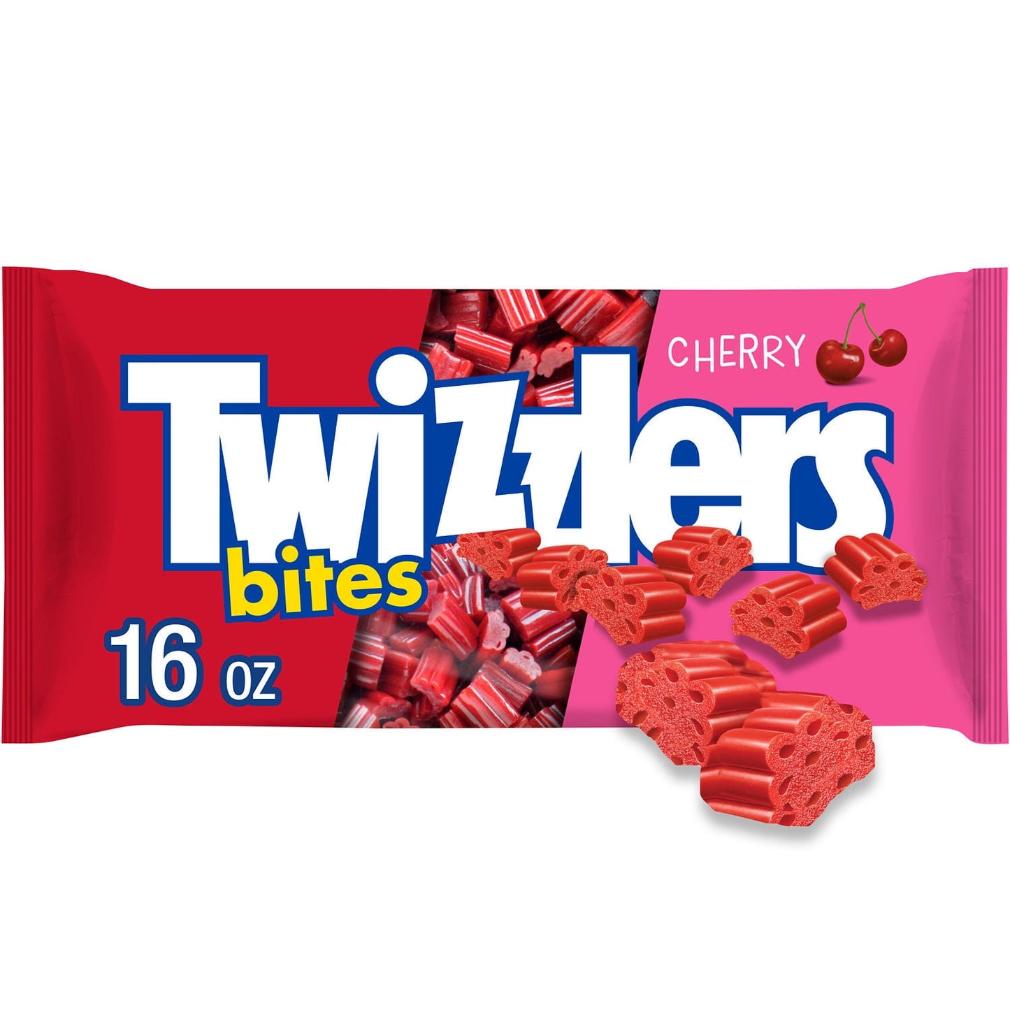 TWIZZLERS Bites cherry flavored chewy candy is just what you need to add a little more bite size excitement to your everyday snack routine. These tasty bits may be small, but they're mighty on cherry flavor and fun, and they make a great low fat snack whenever the mood strikes! Grab a few of these chewy, cherry flavored TWIZZLERS Bites candies during your lunch break or share a few with your friends at a picnic. Better yet, keep a supply of TWIZZLERS cherry flavored treats for a family-fun movie marathon or