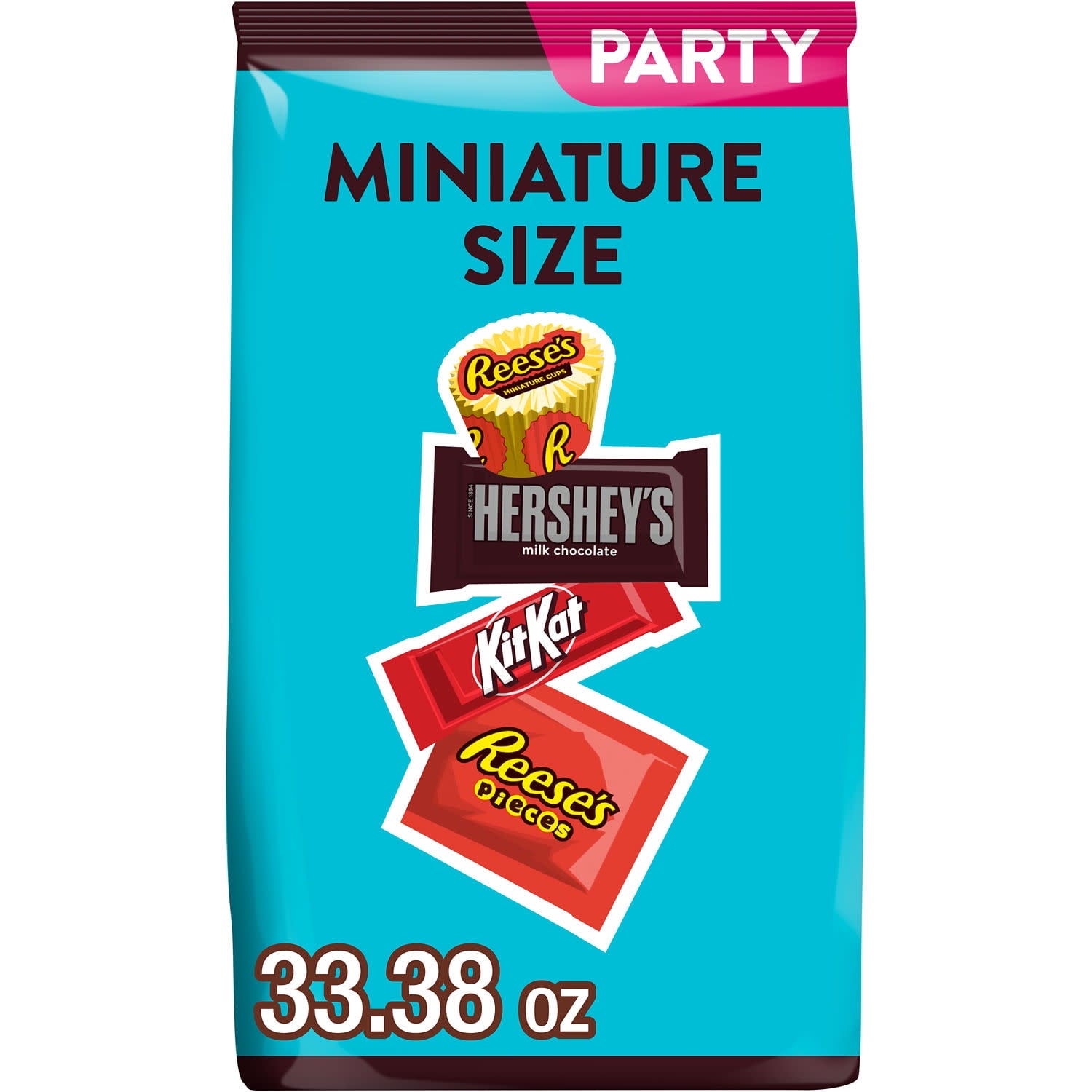 Enjoy a delicious chocolate or peanut butter treat anywhere and anytime with HERSHEY'S, KIT KAT and REESE'S assorted milk chocolate and peanut butter candy, perfect for concession stands and fundraisers. Offering four crowd-pleasing favorites, this chocolate candy assortment is perfect for sharing with family, friends, teammates or co-workers. Take this bulk assorted candy bag into the office break room, pour some individually wrapped candies into your jar at home or take a bag to your next sports game to c