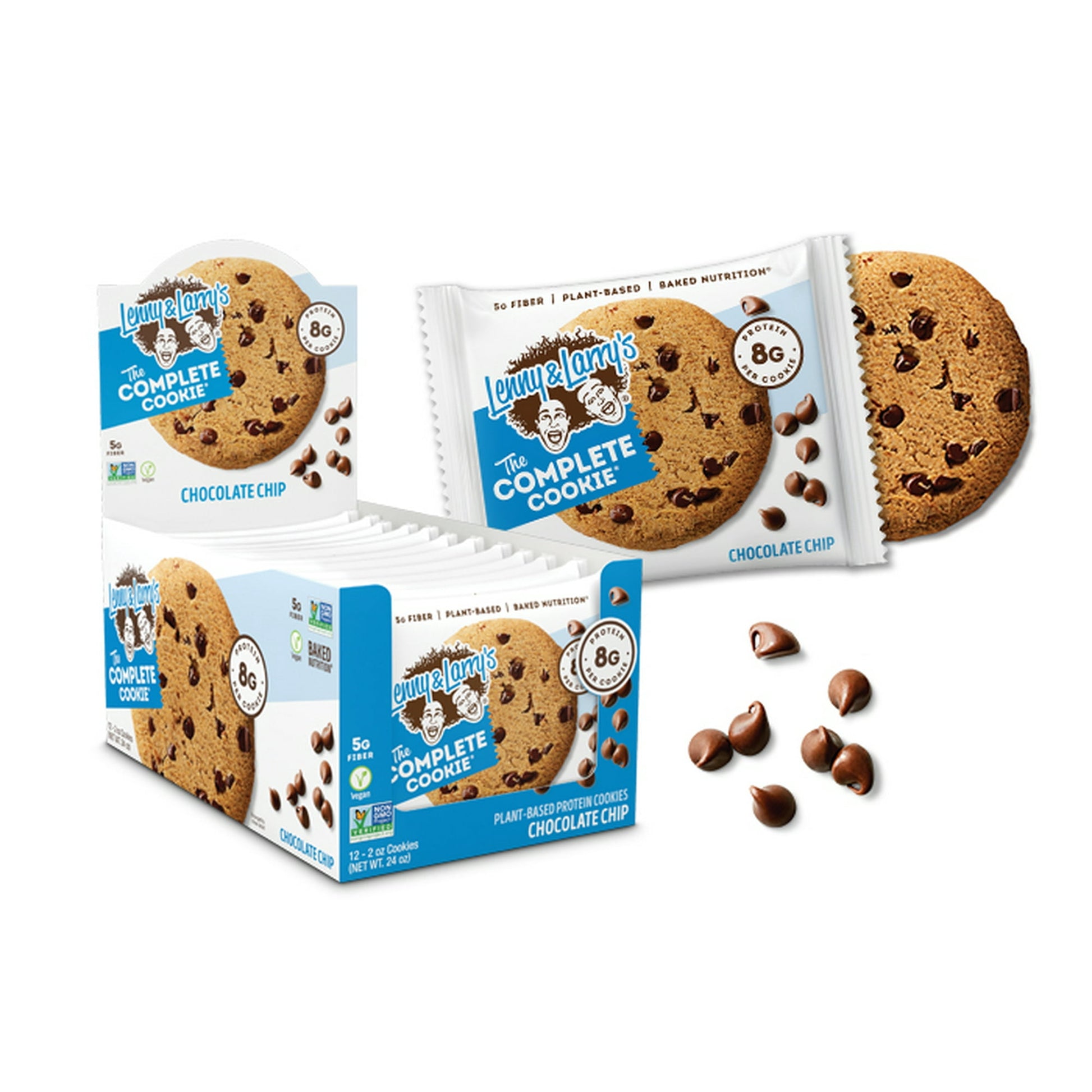 When you hear the word “cookie”, what’s the first flavor to pop up in your head? Since 1936, chocolate chip has become the most iconic cookie flavor in America, thrilling both kids and adults alike. At Lenny and Larry’s, The Chocolate Chip Complete Cookie has been a crowd-pleaser since the day we set up shop. Satisfyingly firm and chewy, our delectable chocolate chip vegan protein cookie is lovingly sprinkled with sizeable semi-sweet morsels of chocolate throughout. Keep with tradition by pairing your cooki