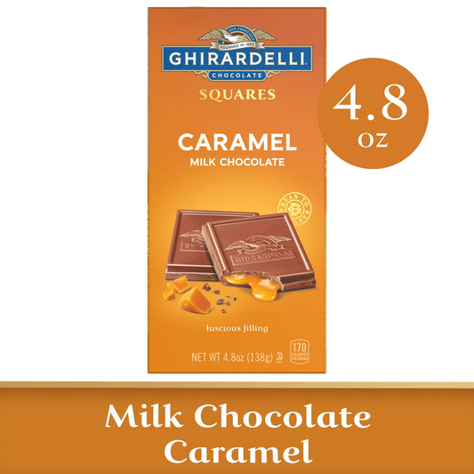 Experience luscious indulgence with each bite of this GHIRARDELLI Milk Chocolate Bar with Caramel Filling. Perfectly balanced for a luxurious treat anytime, this milk chocolate bar adds a sweet touch to your day on its own and adds a sweet twist to s'mores and other desserts for something special. Share the sweet moments of joy and delight with someone special when you give this chocolate caramel bar as a gift. Luscious caramel fills the slow-melting milk chocolate for pure bliss in every square. Each bar c