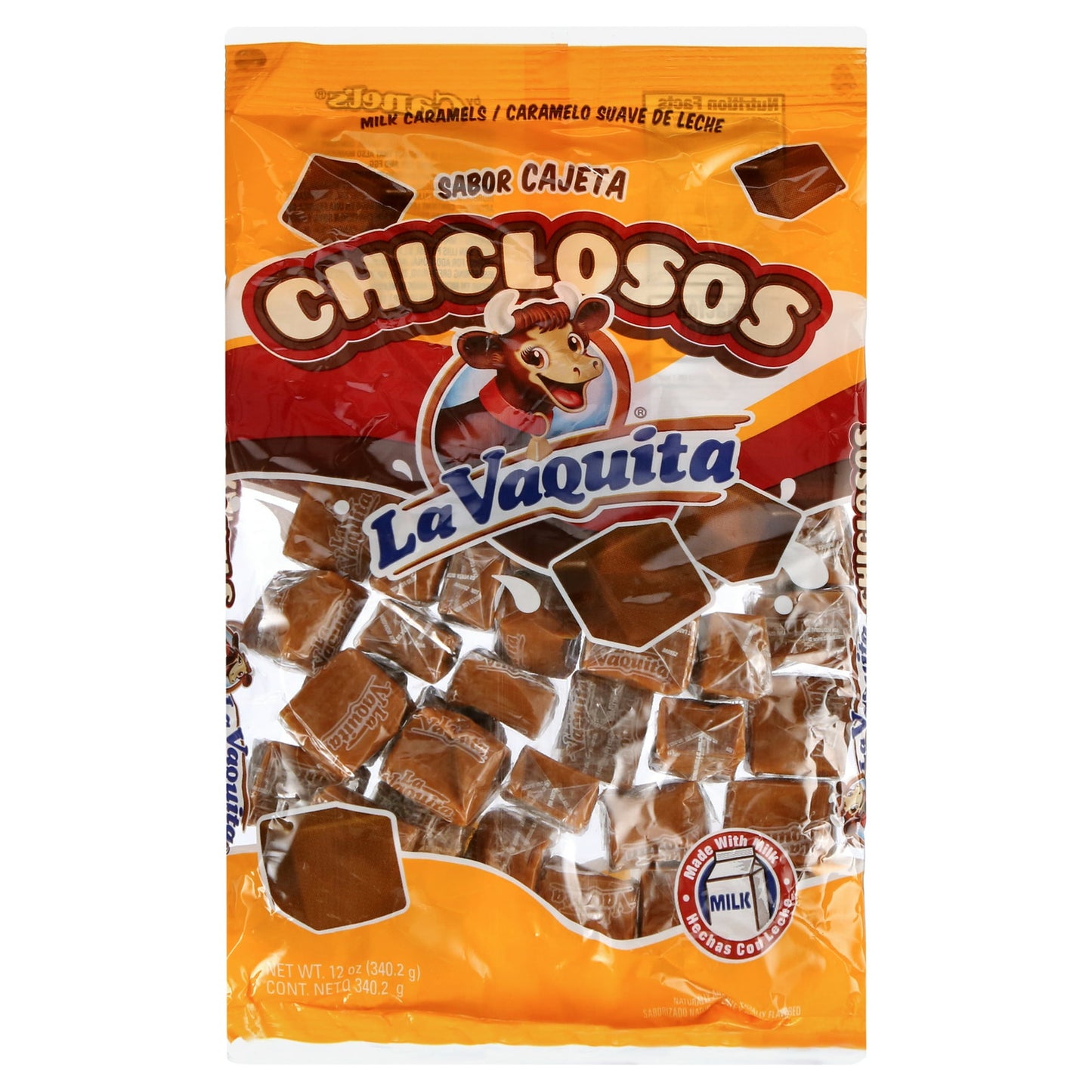 Kick-off any celebration with Canel's La Vaquita Chiclosos! Canel's La Vaquita Chiclosos feature individually wrapped, caramel-flavored, traditional Mexican soft candy caramels that can be used to fill up pinatas, goody bags, or party favors for any get-together. These soft and chewy caramels are made with milk. This 12-ounce bag contains about 85 individually-wrapped caramel candies. Add some party games and party snacks, and let the fiesta begin!