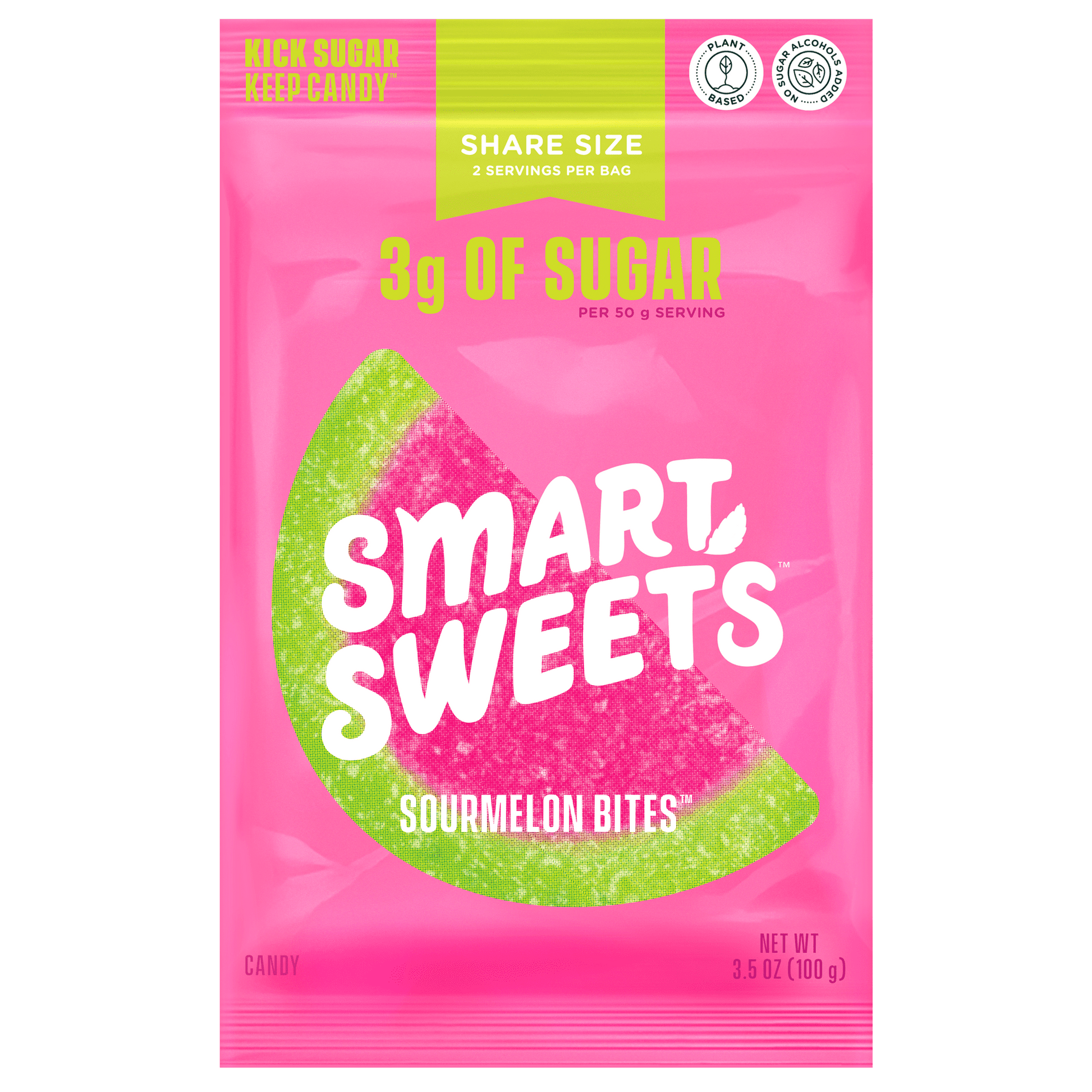 We’ve made your fave SmartSweets sour watermelon candy with less sugar! Pucker up, Sourmelon Bites have a sour punch (and we mean it). They are the captain of #TeamSour! 3 grams of sugar per serving.