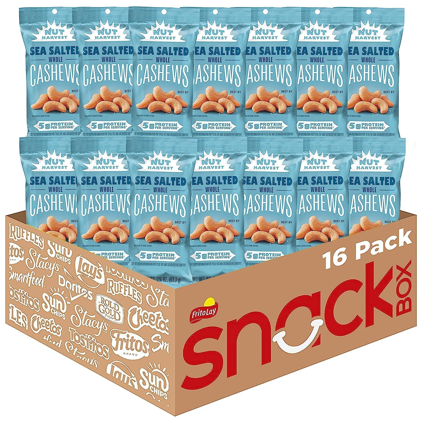 Nut Harvest Sea Salted Whole Cashews (2.25 oz, Pack of 16) are a deliciously crunchy snack perfect for any time of day. These premium cashews are lightly salted to enhance their natural flavor, providing a satisfying and nutritious treat. Packed in convenient single-serving bags, they’re ideal for on-the-go snacking, lunchboxes, or sharing with friends.