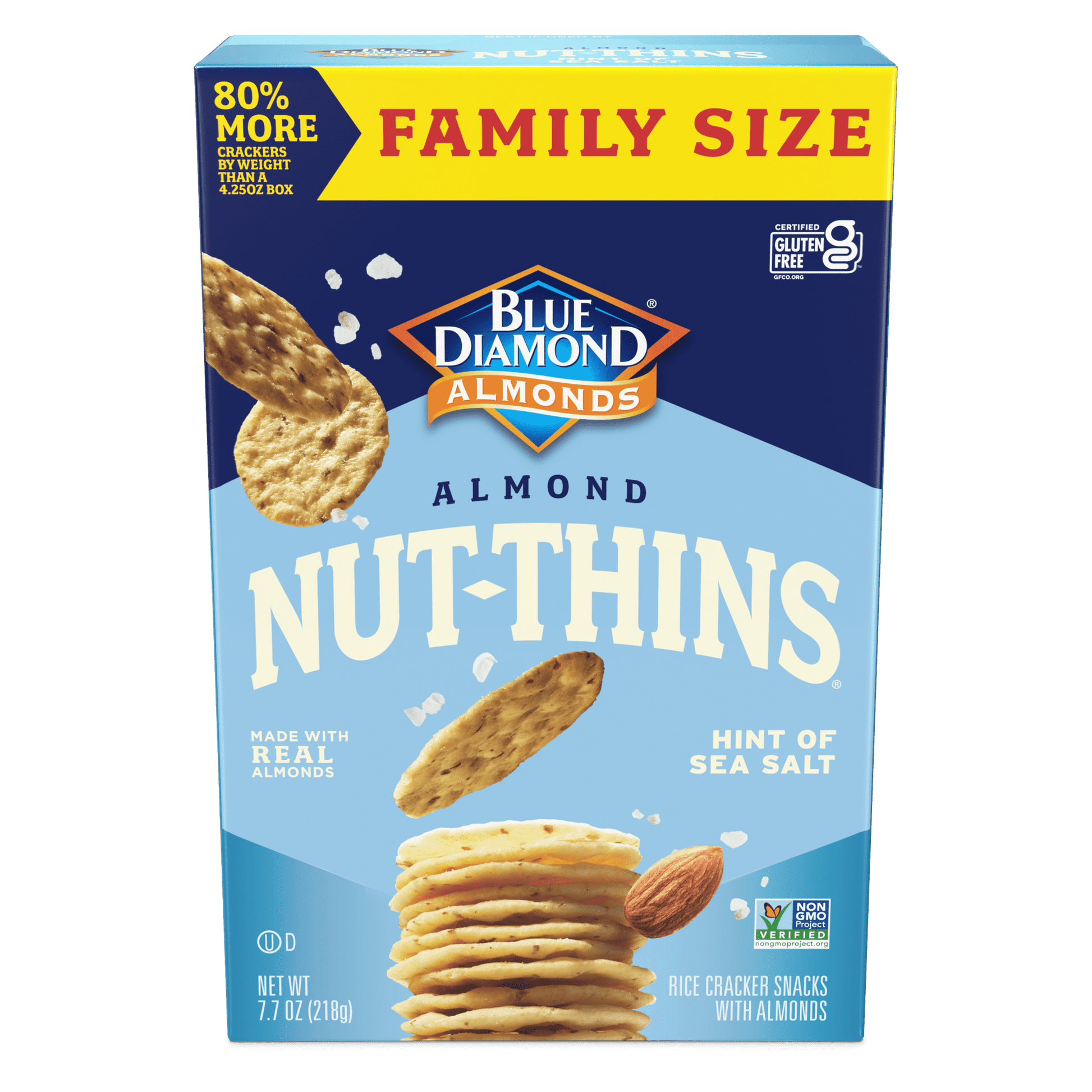 Meet the snack made with California rice flour and Blue DiamondÂ® Almonds. A delicious, nutty cracker, sturdy enough for dips and toppings.