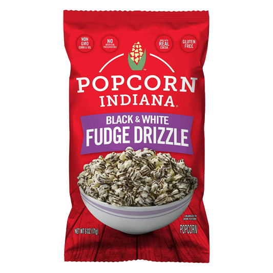 Popcorn Indiana Drizzlecorn, Black & White Are Tender Pieces Of Joy Made For You And Your Family. This Limited-Edition Snack Is Perfect To Satisfy Even The Strongest Sweet Tooth. Not Only Is This Popcorn Delicious, It Is Also Loaded With Benefits; It Is Kosher And Gluten Free. Go Ahead And Snack Because These Morsels Are Made With No Artificial Colors, Flavors Or Preservatives And No Cholesterol, No Trans Fat And No High Fructose Corn Syrup. Each Bag Of Popcorn Indiana Drizzlecorn, Black & White Contains 6 