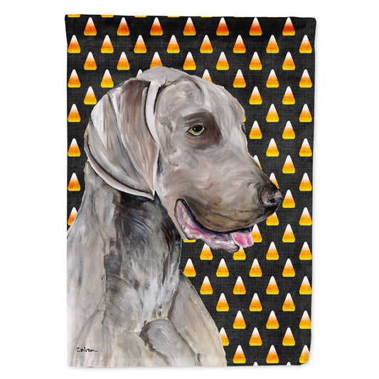 Carolines Treasures SC9170-FLAG-PARENT Weimaraner Candy Corn Halloween Portrait Flag multicolor This design is available in both the garden size (small) and the house size (large).