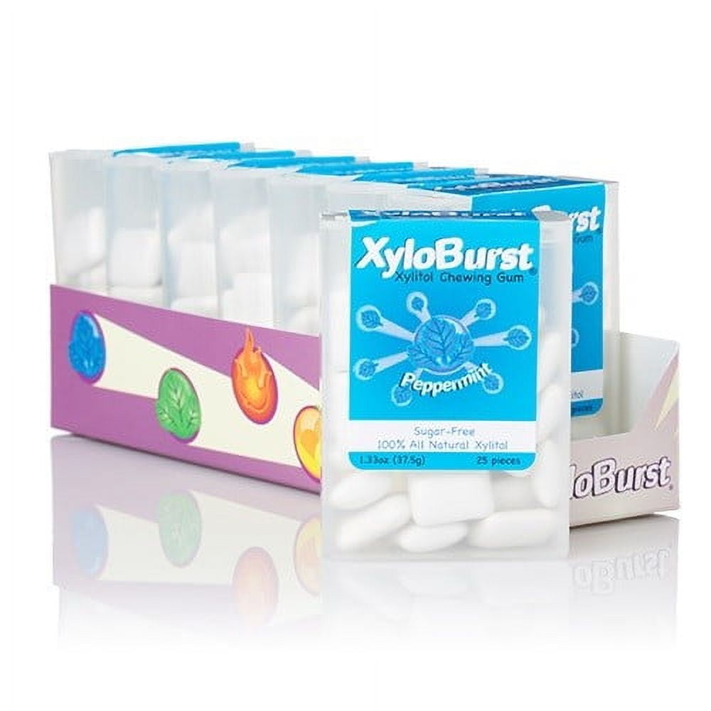 Sweet and refreshing yet sugar-free, XyloBurst xylitol chewing gum will leave your mouth feeling fresh and clean. Sweetened exclusively with 100% all-natural xylitol and recommended by dentists worldwide, XyloBurst xylitol chewing gum has positive oral health benefits. Each piece has over 1 gram of xylitol. So remember, 6 to 8 grams a day may help improve oral health.