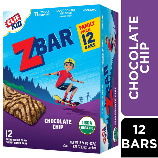 Crafted specially for active kids, Zbar (formerly Clif Kid) granola bars are lunchbox-ready with a chewy, soft-baked texture. Made with ingredients like wholesome rolled oats, these USDA certified organic granola bars have 10-12g whole grains per bar. Zbar Chocolate Chip soft-baked snacks bars are non-GMO with no high fructose corn syrup and no artificial flavors, colors, or preservatives.