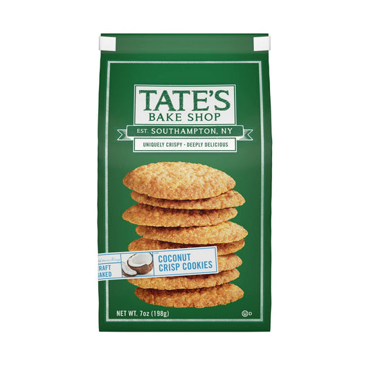 Treat yourself to a bake shop quality snack with Tate's Bake Shop Coconut Crisp Cookies. These coconut cookies burst with the flavor of buttery crispness and moist coconut in every bite. Deeply delicious, these thin cookies are uniquely crispy with a delightfully crunchy texture. Make party snacks a breeze when you fill your cookie trays with these kosher cookies. Share the delicious treat with your family and friends, or use these baked cookies as the base for your favorite dessert recipes. This 7 ounce ba