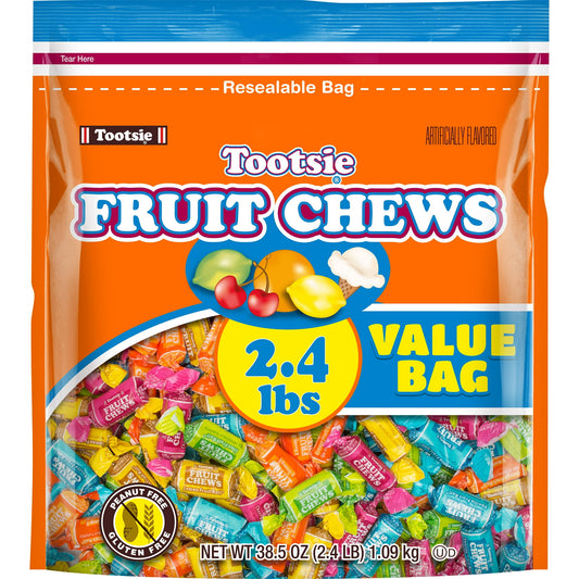 Offering the same look and chew as the original Tootsie Roll, these Tootsie Fruit Chews come in a delicious array of fruit-flavored varieties, including Cherry, Lemon, Orange, Vanilla, and Lime. These Tootsie Fruit Rolls are individually-wrapped, bite-sized candies that pack a punch! Plus, they come in a reusable package with a coin slot, so you can save for the future after you enjoy your fruit chews. This container is perfect as a stocking stuffer, Secret Santa gift, or for keeping all to yourself. Get re