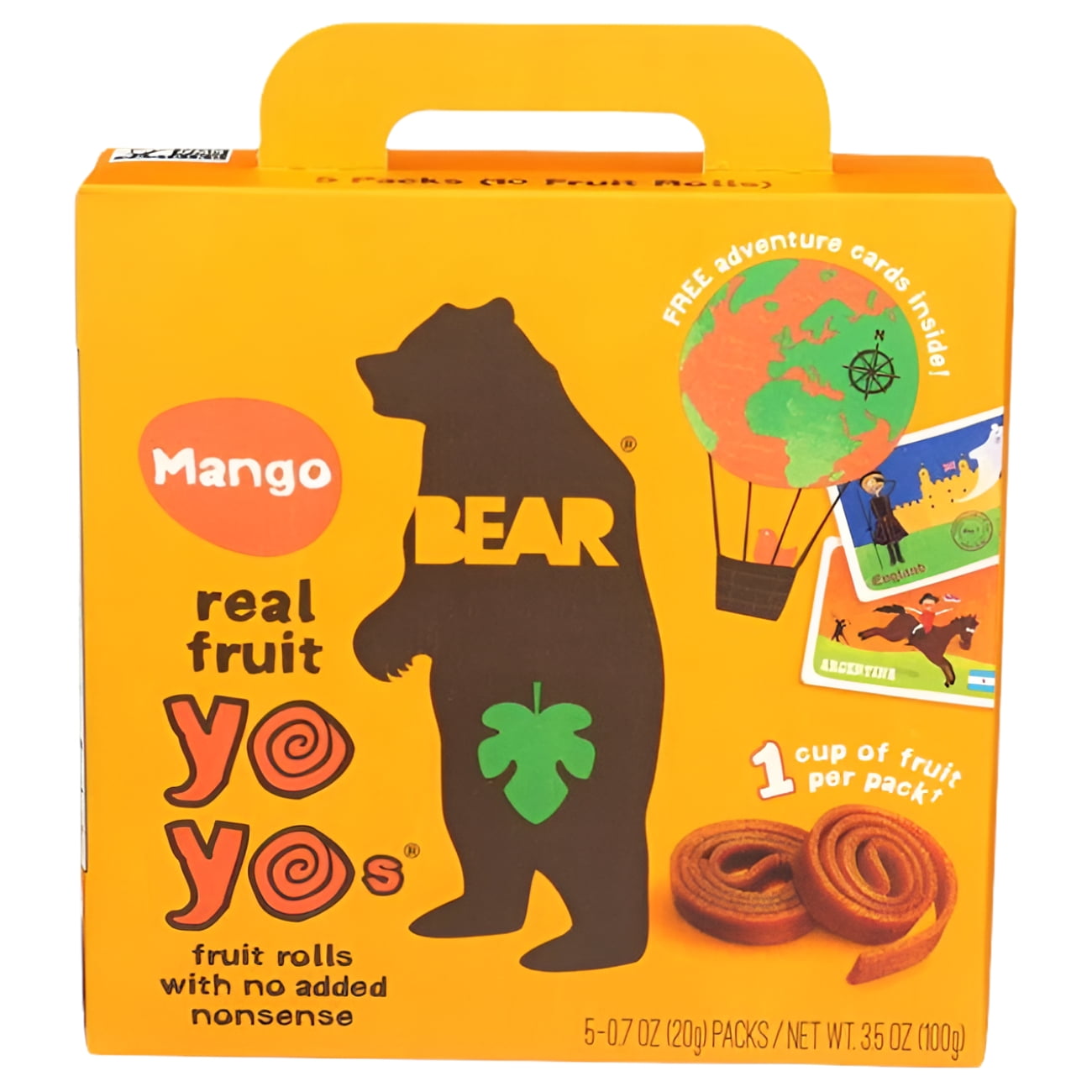 BEAR Mango Fruit Snack Rolls are made with just fruit and absolutely nothing else. Each package includes 5 individual packs with 2 fruit rolls per pack. All BEAR fruit snacks are 100% natural with no added sugar. Choose BEAR for a Non-GMO, Gluten-Free, Vegan, Kosher snack. BEAR Fruit Snack Rolls are a healthy and fun choice for lunchboxes, back to school, and on-the-go snacking.