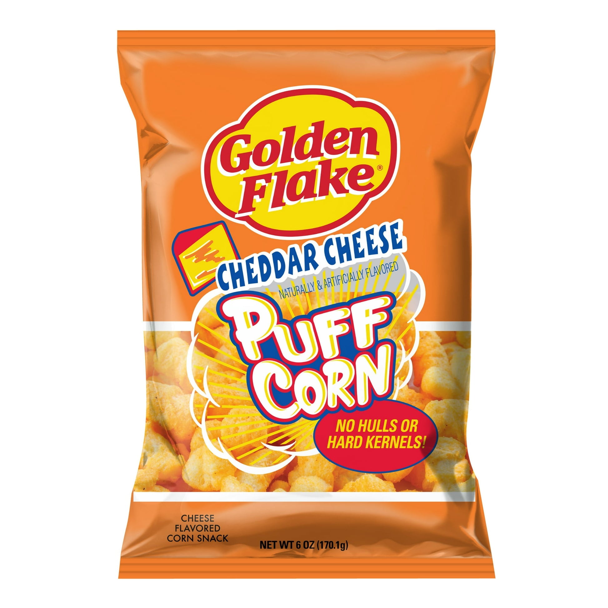 Indulge in the irresistible crunch and savory satisfaction of Golden Flake Cheddar Cheese Puff Corn. Made from premium corn kernels, these airy puffs are generously coated with rich cheddar cheese seasoning, delivering a perfect balance of cheesy goodness and crispy texture in every mouthful. Whether you're snacking solo, hosting a gathering, or enjoying a movie night with loved ones, these delectable puff corns are sure to be a hit. Conveniently packaged for on-the-go enjoyment, they make the ideal snack f