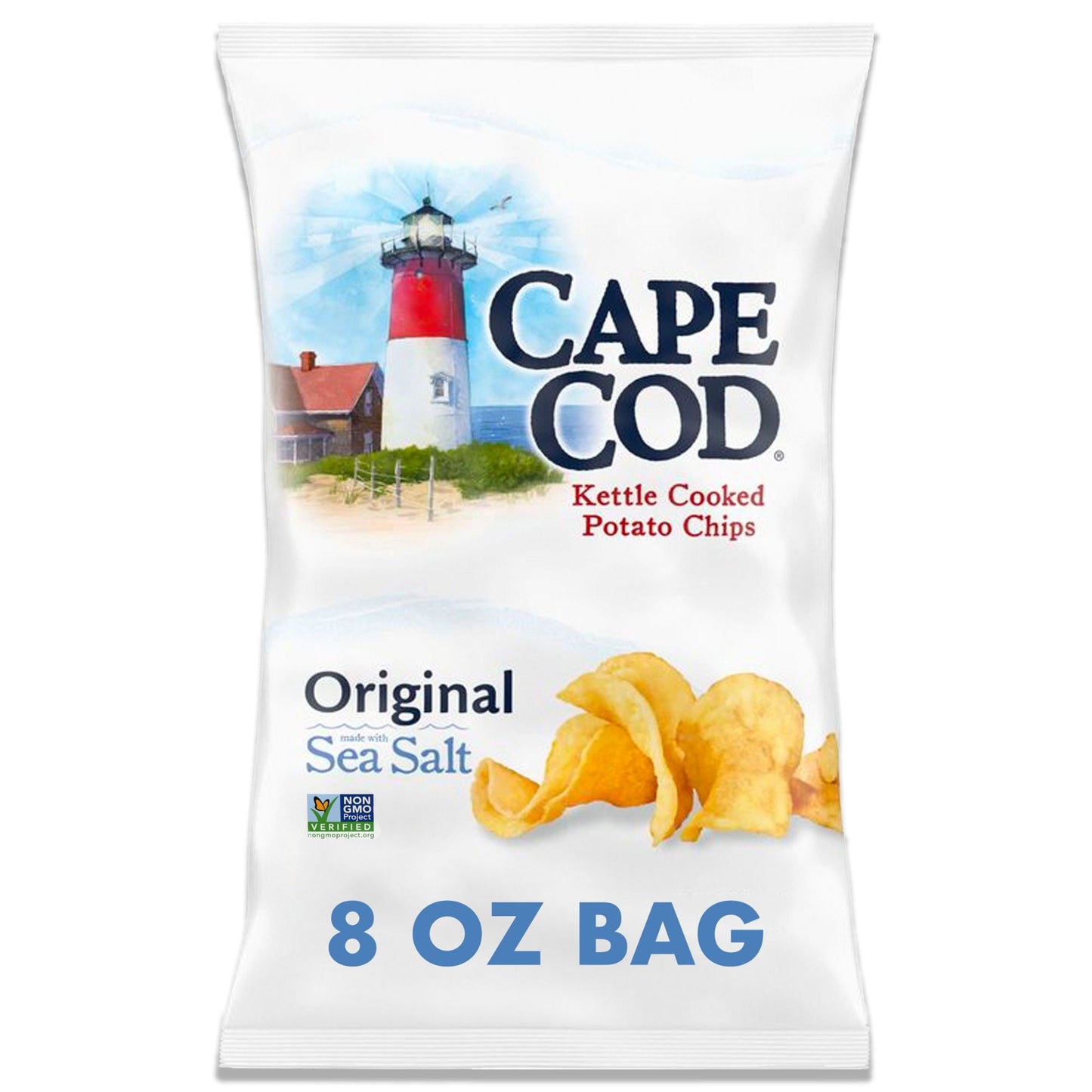 Cape Cod Original Kettle Chips are made with the pure taste of potato, with robust flavor and distinctive crunch. We take choice potatoes and slice them perfectly. Then, they’re cooked, one batch at a time, in custom kettles. Doing so at precisely at the right temperature allows them to reach a golden-amber hue. The unique shapes and folds mean one-of-a-kind chips, but with the same flavor and wonderful Cape Cod crunch. These delicious chips make a perfect lunchtime side but are just as flavorful right out 