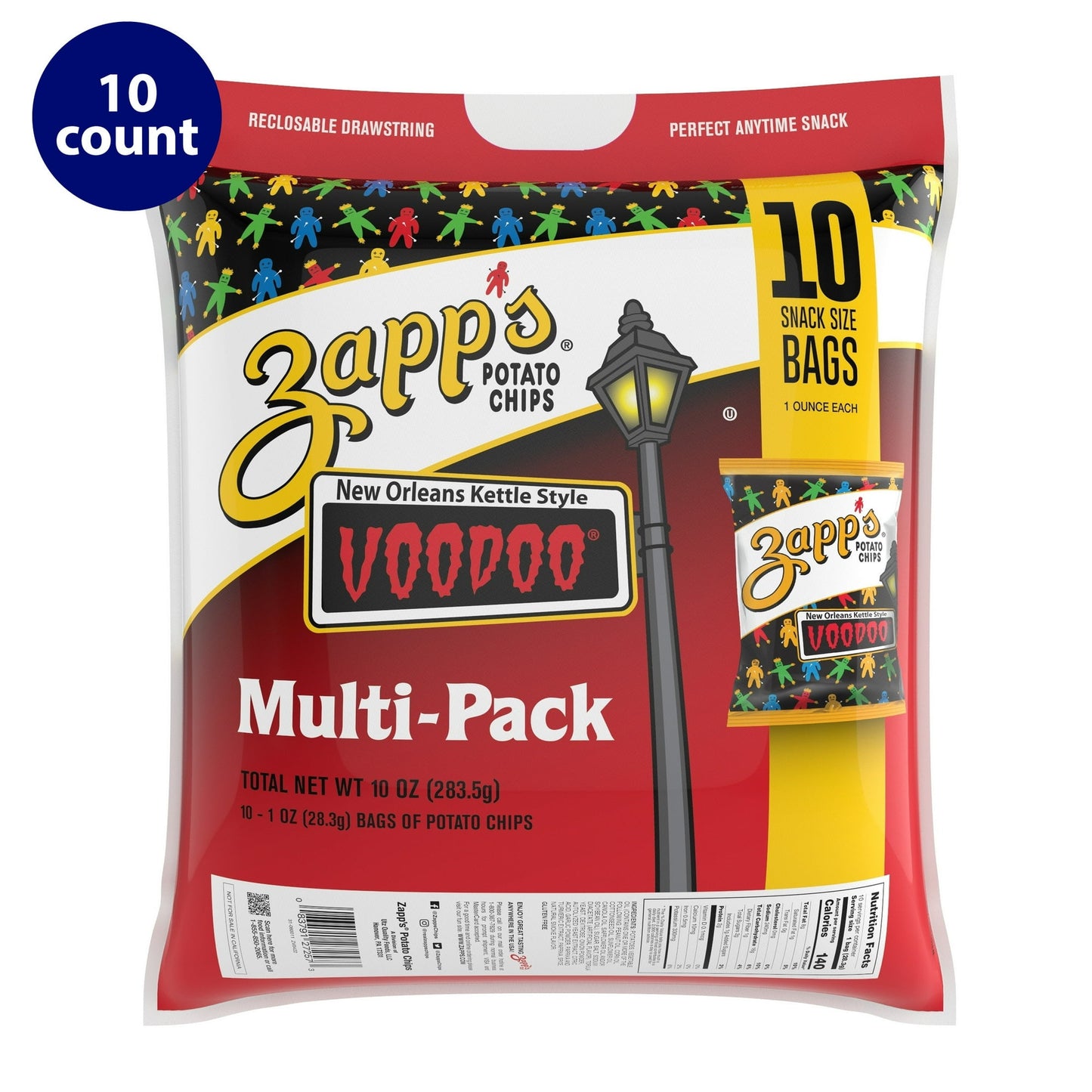 Indulge in the enchanting flavors of the Zapp’s Voodoo Multipack, your passport to the mystical world of snacking! With a bewitching blend of spicy, sweet, and smoky notes, these legendary New Orleans Kettle Style Potato Chips are sure to cast a spell on your taste buds. Zapp’s Voodoo Potato Chips have a devoted following, and for good reason – they are a flavor sensation like no other. And with 10 bags in every sack, you are ready to embark on an irresistibly strange snacking journey. Perfect for gathering