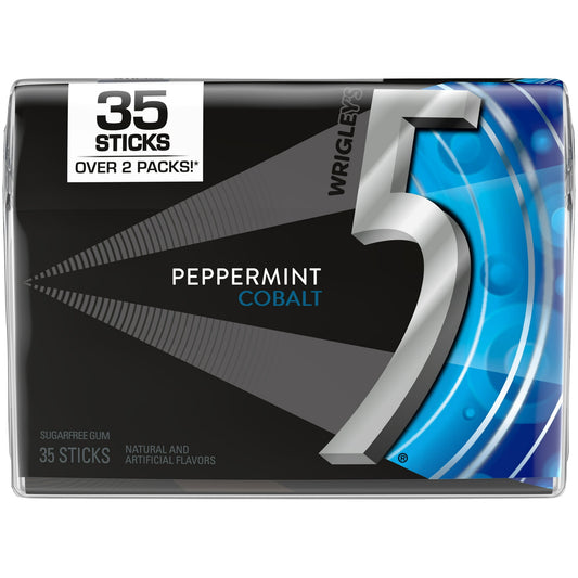 Get incredibly fresh breath whenever you need it with 5 Gum Peppermint Sugarfree Gum. Release a cool burst of refreshing spearmint flavor with every bite. Best of all, this chewing gum has no sugar. Keep a pack in your pocket or your desk so you'll always have breath-freshening flavor on hand. Each 35-piece pack of gum has plenty of invigorating flavor to share with family, friends and coworkers. Feel fresh and confident with a piece of 5 Gum Peppermint Sugarfree Gum for date night and while preparing for p