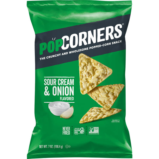 PopCorners are the delicious, low-calorie snack that makes it easier than ever to SNACK BETTER! Drizzled in sunflower oil with a pinch of sea salt, our healthy chips are made with non-GMO corn and never fried. No gluten, no nuts. Just simple ingredients for great tasting flavor. We made a classic favorite even better with our delicious balance of tangy sour cream and onion. Get ready to be the hit of the party!