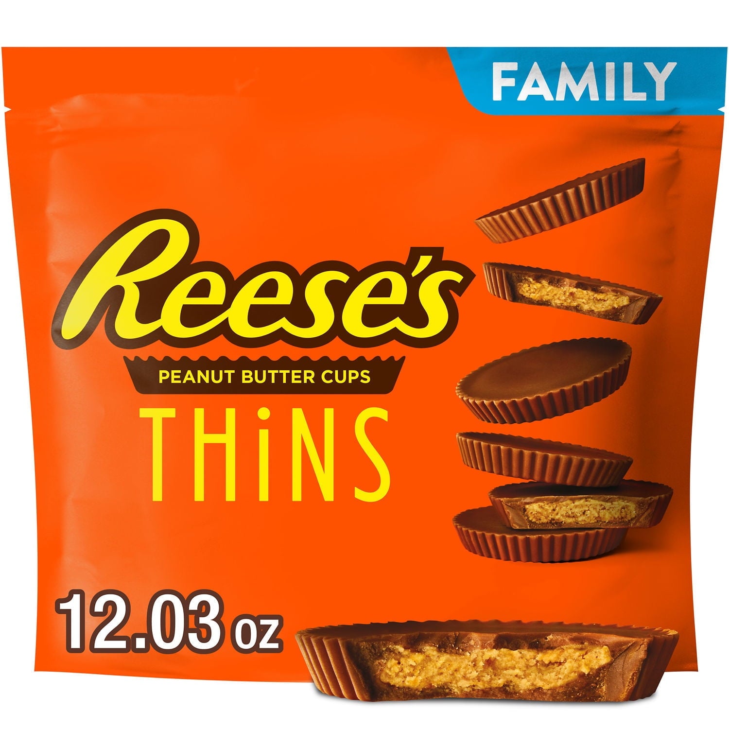 Get ready to taste perfection! You can't beat the old-fashioned, match-made-in-heaven when it comes to creamy milk chocolate combined with delicious peanut butter, now thinner than ever before. REESE'S THiNS Milk Chocolate Peanut Butter Cups are ready to be your go-to treat all year long. Bring a few family packs along to the next sporting event, birthday party and movie marathon for an extra bite of peanut butter and milk chocolate goodness. Store some family packs in your pantry to easily slip into lunch 