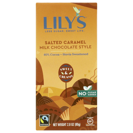 Did you know salt actually makes things taste sweeter? That’s why our Salted Caramel Bar is so darn lucky -- it’s got all the sweet, buttery goodness of rich caramel flavors plus that secret sea salt weapon. Less Sugar. Sweet Life. Lily's Sweets delivers delicious, no-sugar-added chocolate and confections that people obsess over. Founded by natural products industry trailblazer, Cynthia Tice, Lily's Sweets was created on the belief that people can eat better without giving up sweets. Today, Lily's Sweets re