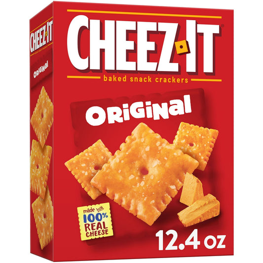 Outrageously cheesy and ridiculously craveable, Cheez-It baked snack crackers are deliciously crunchy little crackers that have captured cheese-lovers for decades. Discover a crowd-favorite snack made with 100% real cheese baked to crispy perfection for an irresistible taste in every crunchy bite. Each lightly salted cracker is loaded with a burst of cheesy flavor; Cheez-It baked snack crackers are a fan-favorite for game night, school snacks, family movie nights, party spreads, late-night snacking, and so 