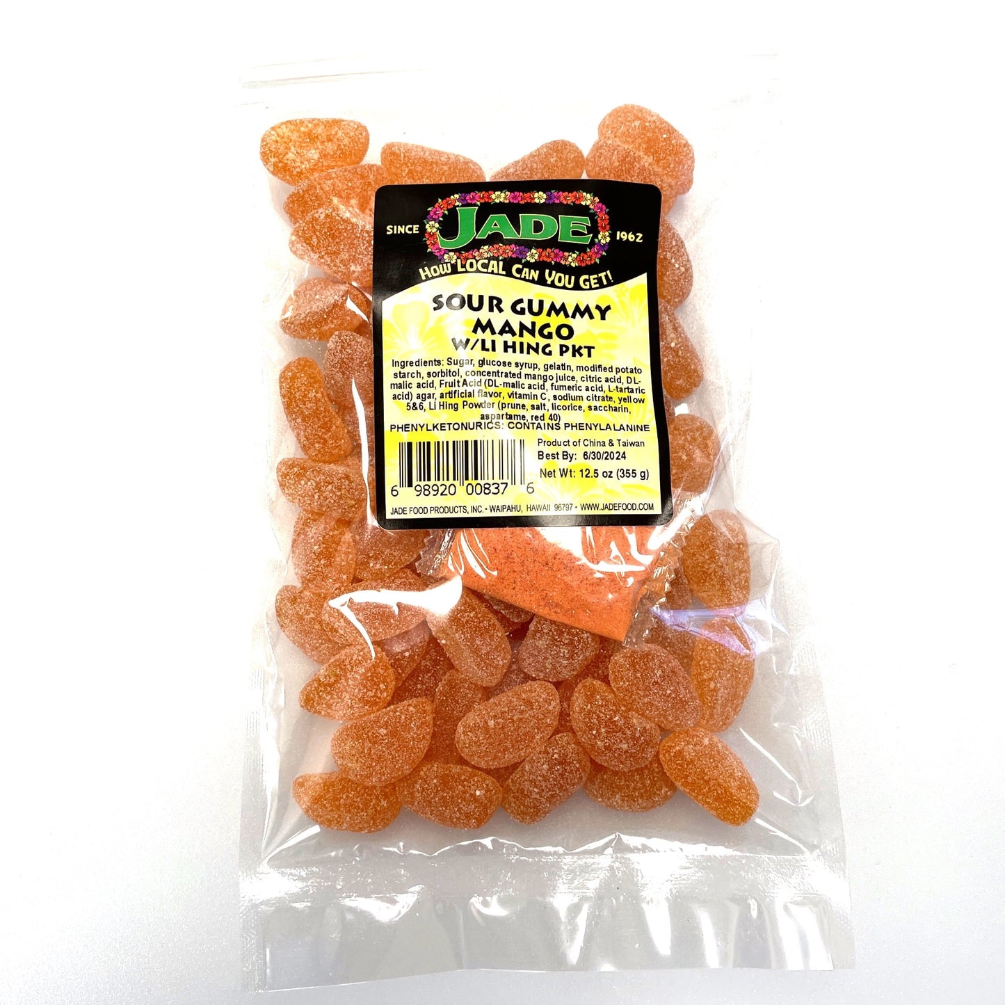 Jade Sour Gummy Mango with Li Hing Packet, 12.5 Fl. Oz.