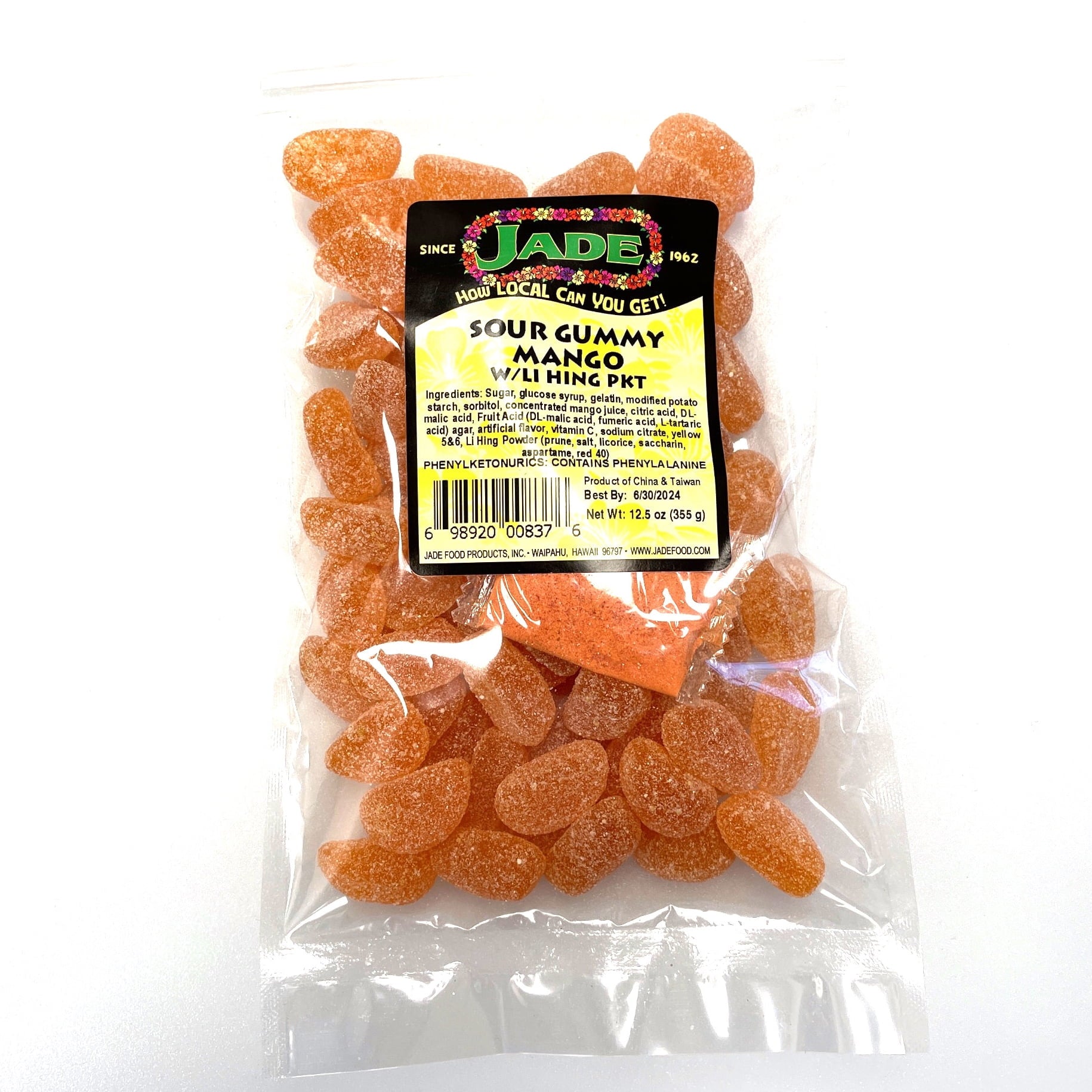 Jade Sour Gummy Mango with Li Hing Packet, 12.5 Fl. Oz.