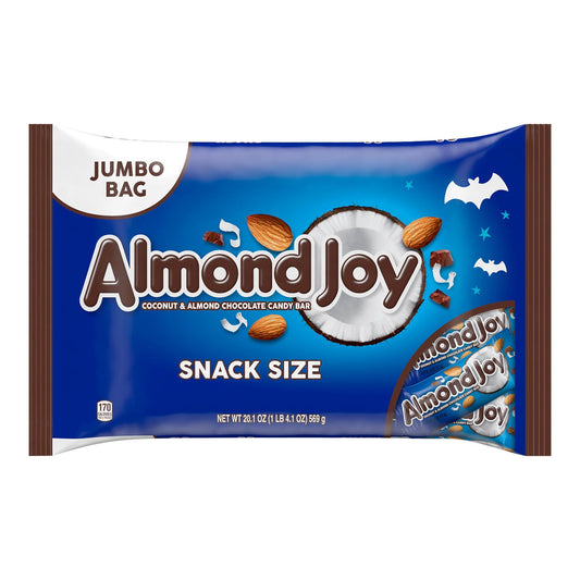 Halloween may be a time for tricks, but when you unwrap an ALMOND JOY coconut and almond chocolate candy bar, you'll get nothing but a scrumptious, sweet treat. Get ready for Halloween by stocking candy bowls with these snack size candies or displaying them on the snack table during costume parties and scary movie nights. This kosher and gluten free candy is full of delicious coconut, almonds and chocolate candy and is sure to be a favorite this fall season. Just don't forget to save a few of these Hallowee