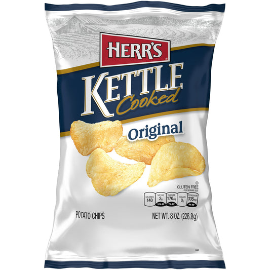 Crunch into a Herr's Kettle Cooked Potato Chip and you'll taste the difference! We start with a thicker cut of potato and slowly cook them one batch at a time for Herr's unique extra-hearty potato flavor. Speaking of flavor… Herr's Kettle Cooked Chips are seasoned with fresh & zesty flavor combinations. So if you're looking for an authentic kettle experience, we invite you to enjoy the great taste of Herr's.