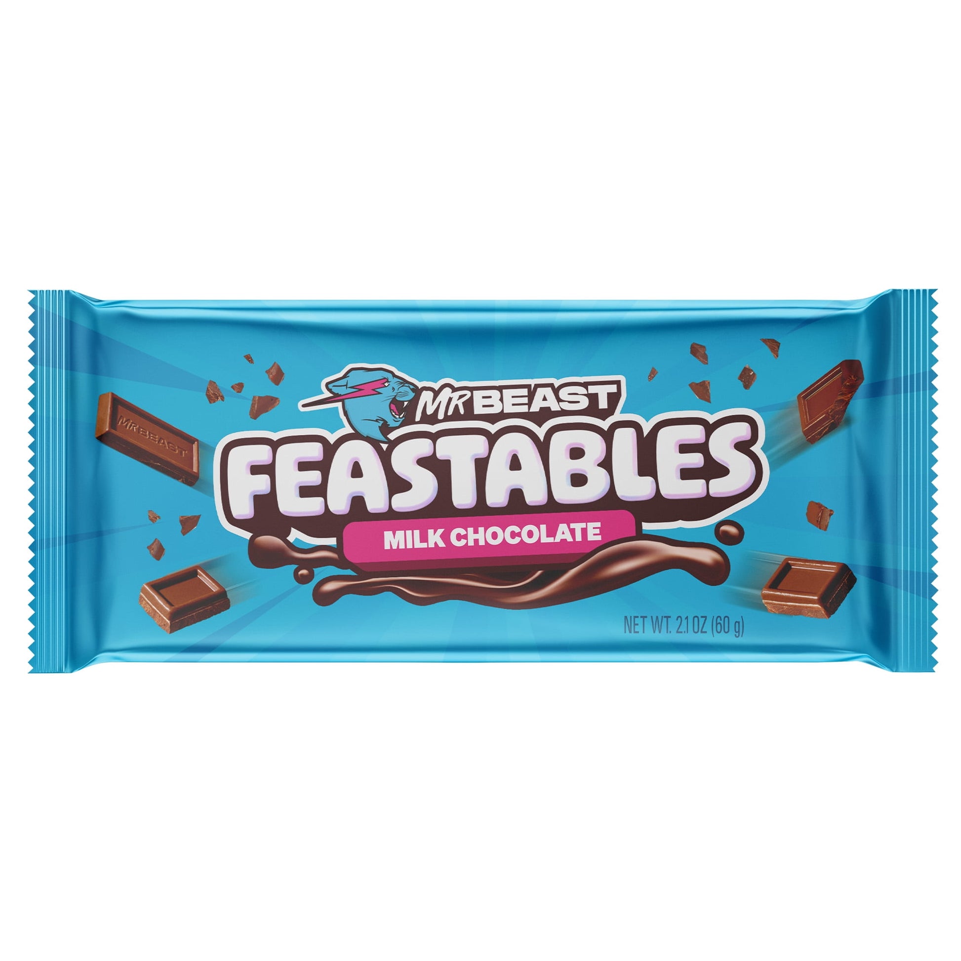 Indulge in the new and improved Feastables MrBeast Milk Chocolate Bar, crafted with a reformulated recipe for a richer and more delectable flavor experience. Blended to perfection, this smoother and creamier chocolate candy will melt in your mouth with every bite. The new formula features simple, high-quality ingredients resulting in a deliciously satisfying chocolate snack. Share the joy with this sweet treat, perfect for satisfying cravings and relishing sweet moments.