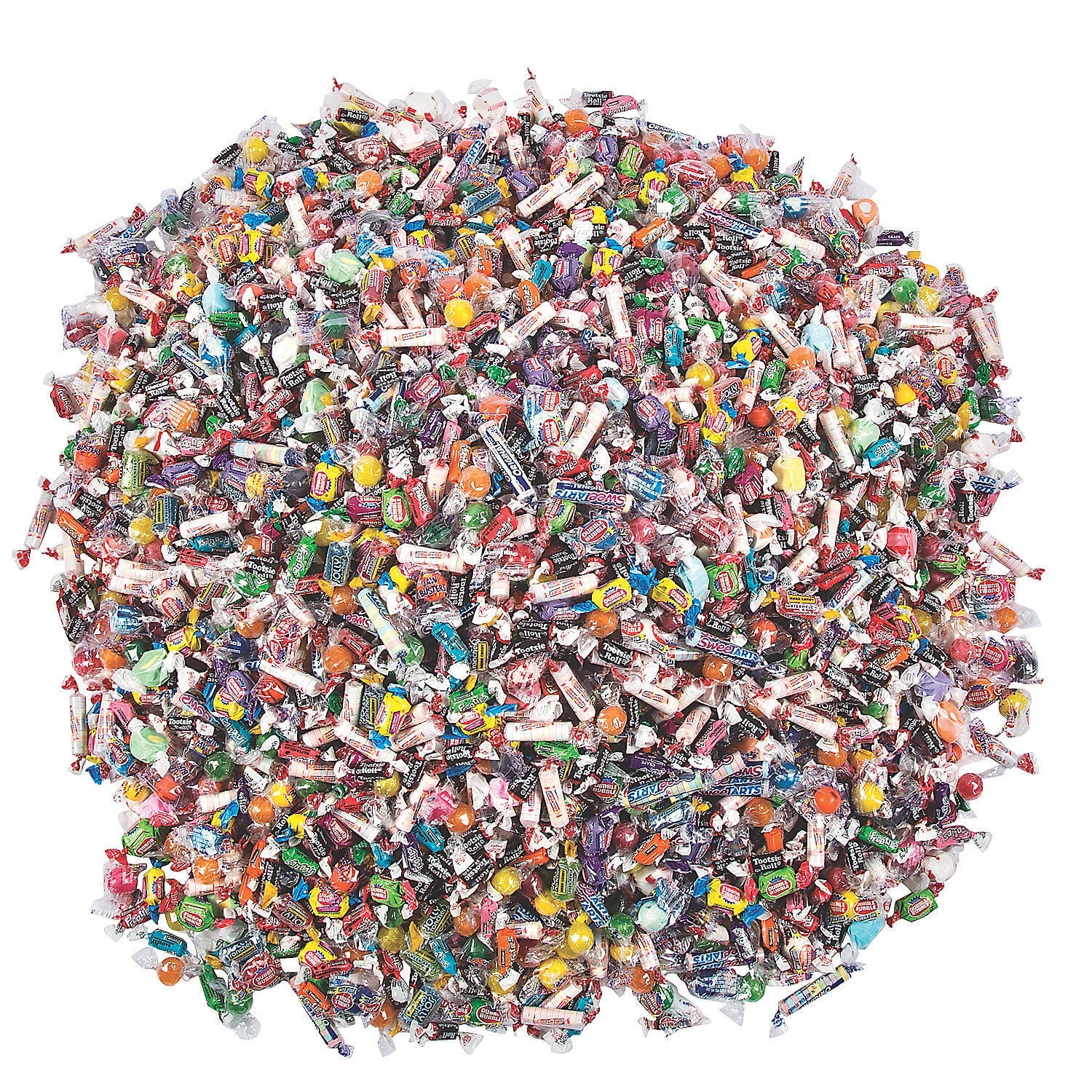 So much candy that it's almost overwhelming. But this huge assortment of sweets which includes fruity candies and chocolates is perfect for big events and giveaways. Use it to fill easter eggs at an easter egg hunt to give to trick-or-treaters at a Halloween party to fill party favor bags or piñatas or for any other reason. This 3000-piece candy mix is the perfect addition to your party supplies for a grand event. (approx 3000 pcs per unit) total wt 30.85 lbs. Assortment may vary. Ingredient nutrition aller