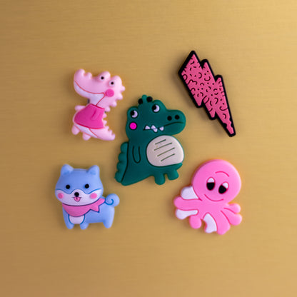 Cute Dinosaur, Octopus, Dog Mixed, 3D Fridge Magnets (5 Pieces Set)