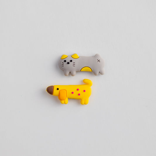 Cute Dog and Cat, 3D Fridge Magnets (2 Pieces Set)