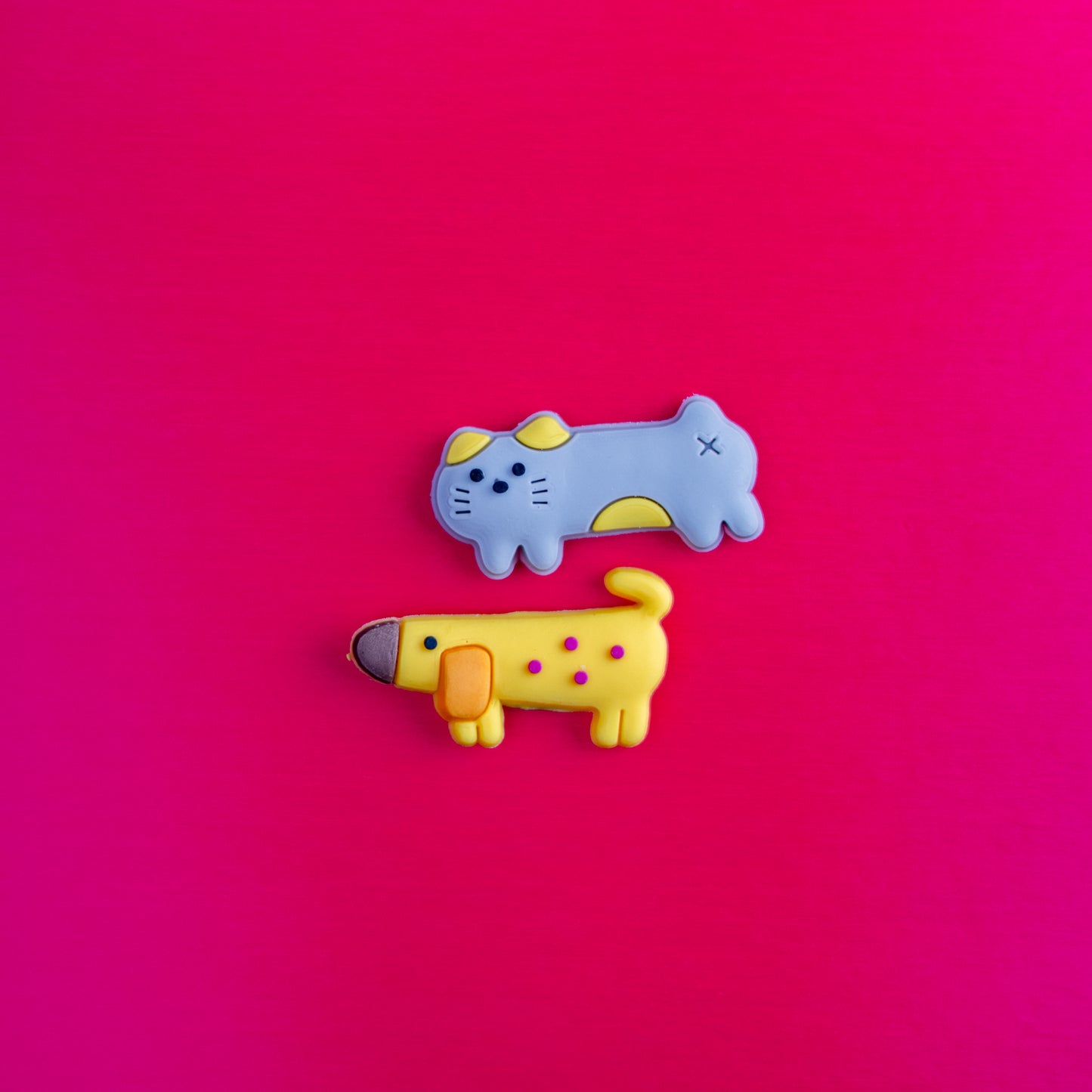 Cute Dog and Cat, 3D Fridge Magnets (2 Pieces Set)