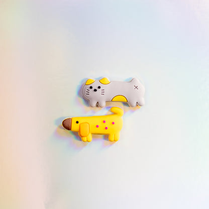 Cute Dog and Cat, 3D Fridge Magnets (2 Pieces Set)