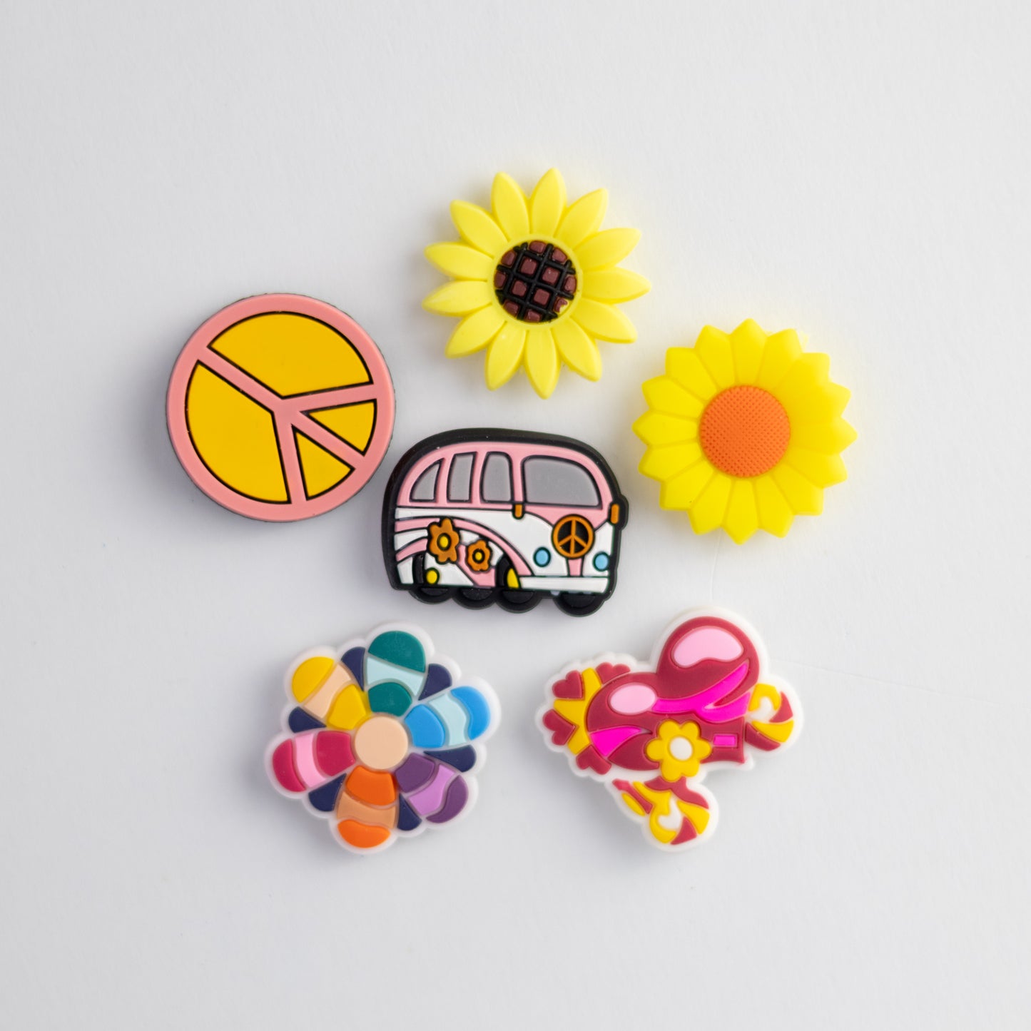 Hippie Peace and Flowers, 3D Fridge Magnets (5 Pieces Set)