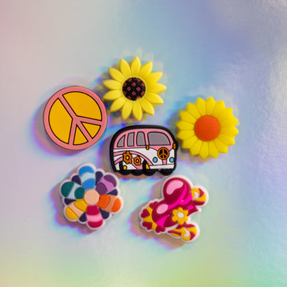 Hippie Peace and Flowers, 3D Fridge Magnets (5 Pieces Set)