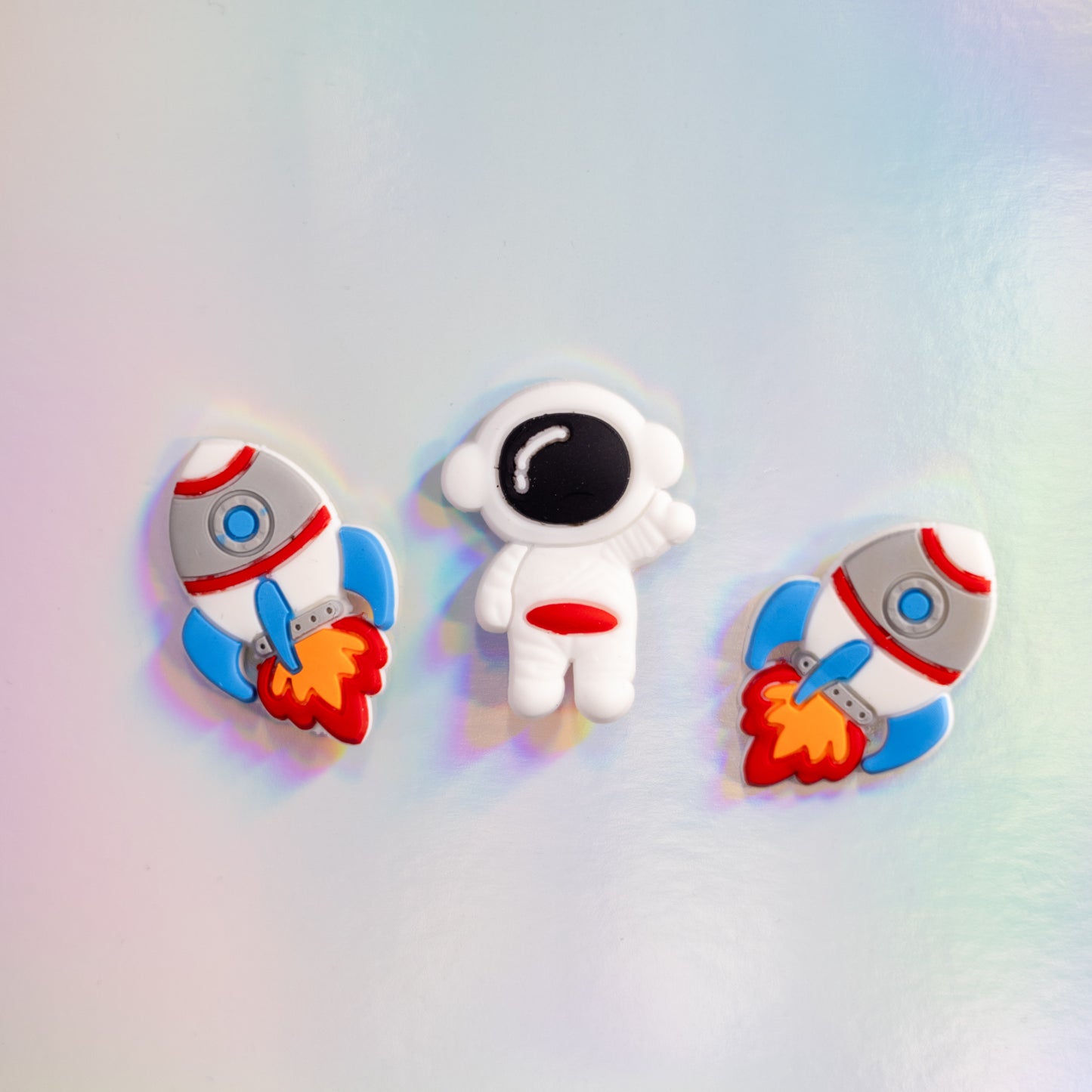 Cute Astronaut and Rockets, 3D Fridge Magnets (3 Pieces Set)