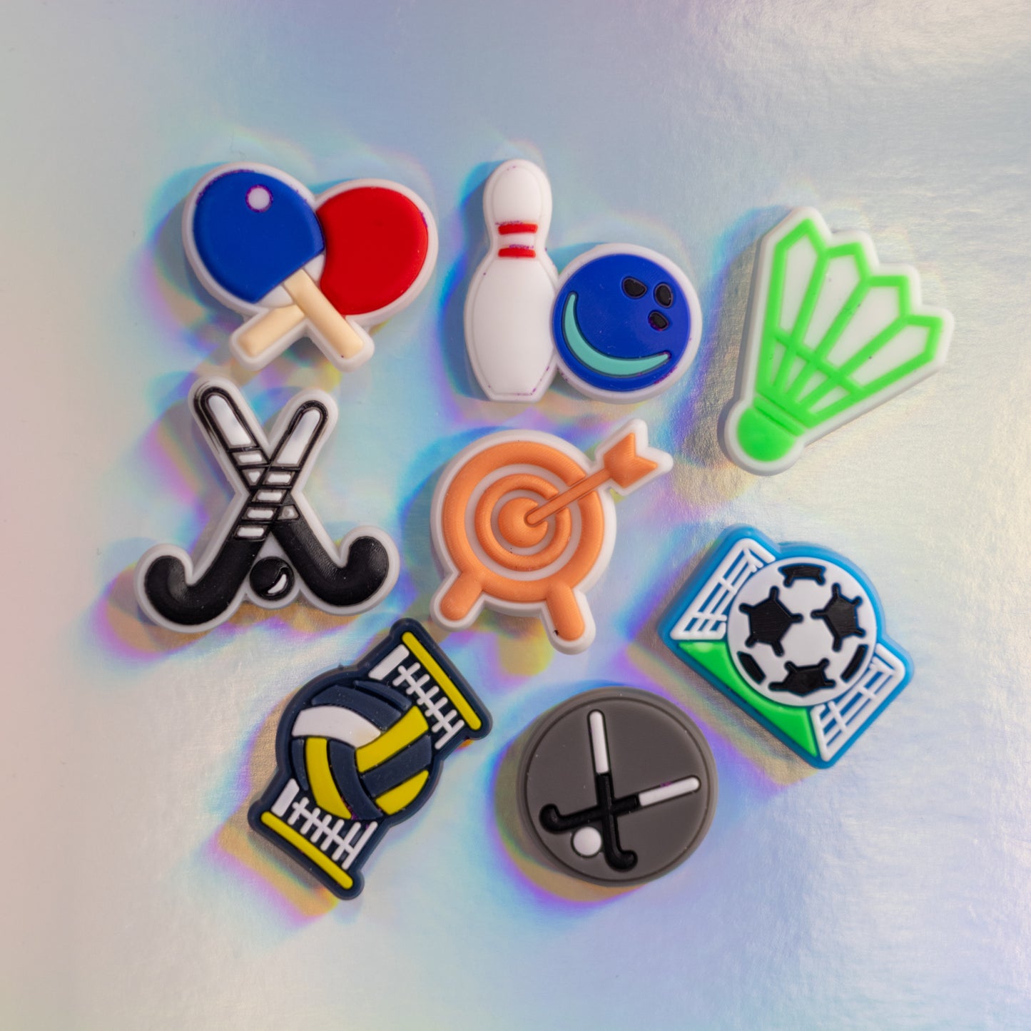 Hockey, Baseball, Table Tennis, Volleyball Soccer, Dart, Mixed Sports, 3D Fridge Magnets (8 Pieces Set)