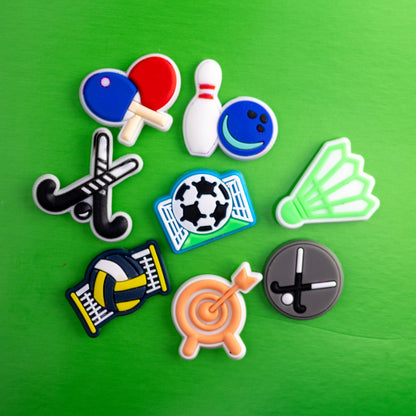 Hockey, Baseball, Table Tennis, Volleyball Soccer, Dart, Mixed Sports, 3D Fridge Magnets (8 Pieces Set)