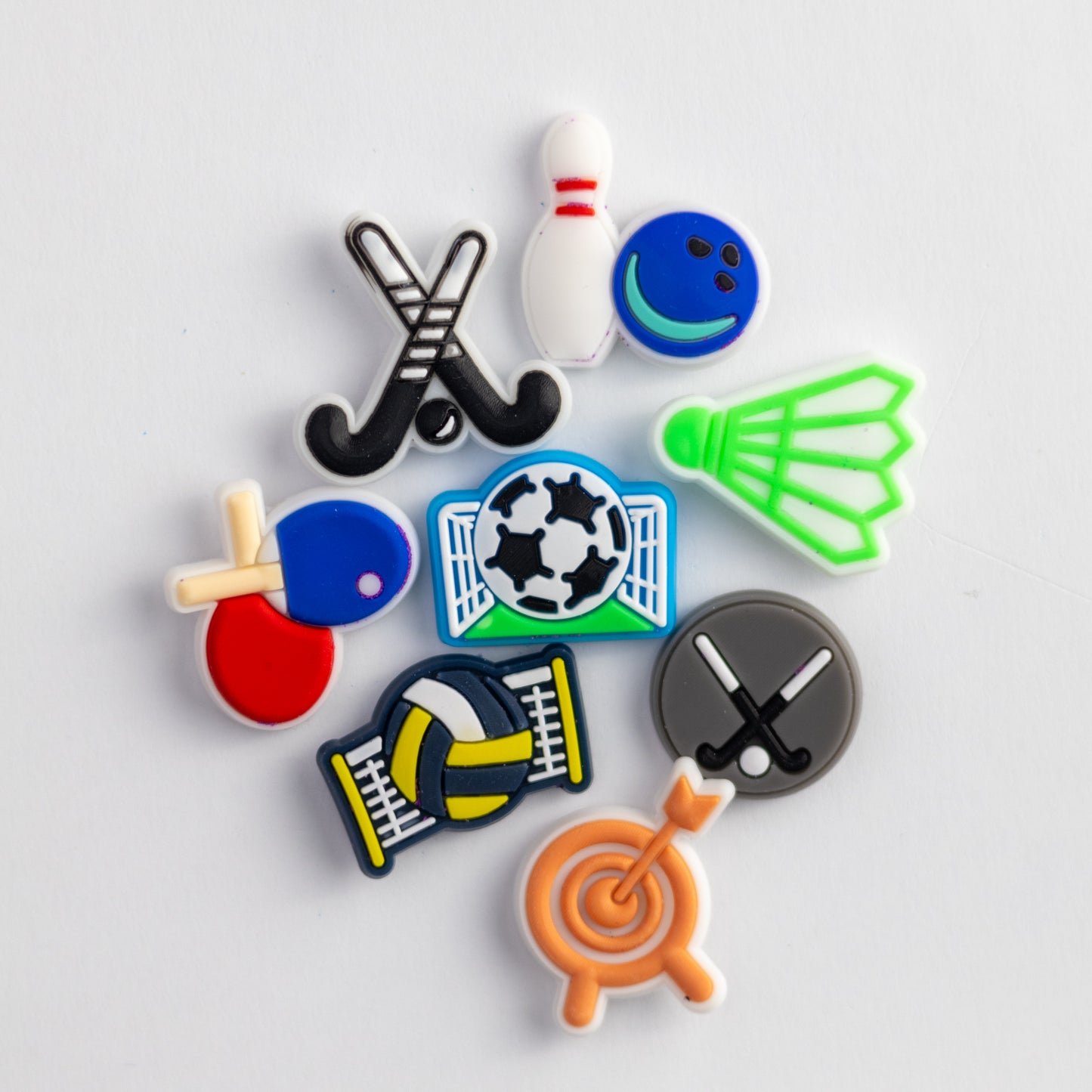 Hockey, Baseball, Table Tennis, Volleyball Soccer, Dart, Mixed Sports, 3D Fridge Magnets (8 Pieces Set)