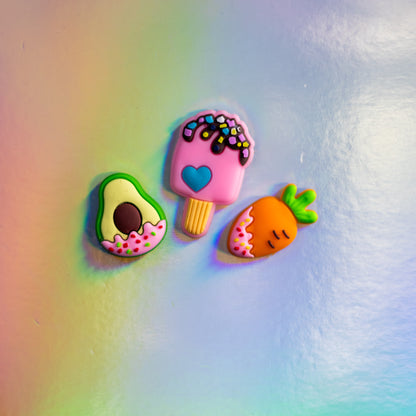 Topping Lover, Popsico, Avocado, Carrot, 3D Fridge Magnets (3 Pieces Set)