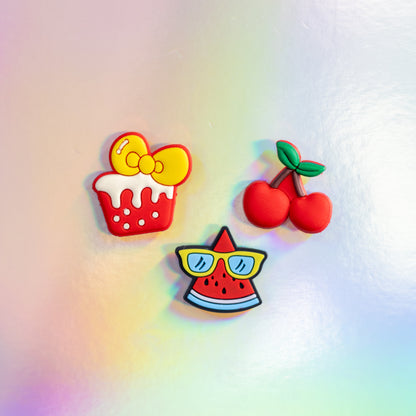 Cute Watermelon Pizza Slice, Cherry, Ice cream, 3D Fridge Magnets (3 Pieces Set)