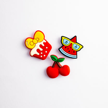 Cute Watermelon Pizza Slice, Cherry, Ice cream, 3D Fridge Magnets (3 Pieces Set)