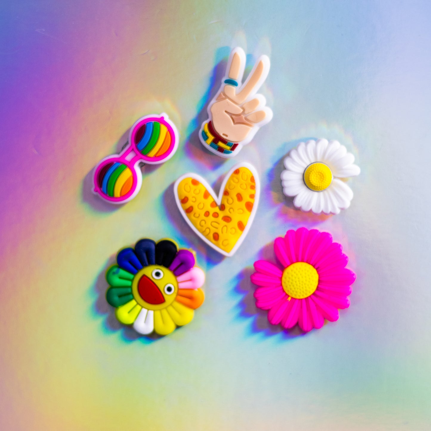 Cute Peace and Flowers, 3D Fridge Magnets (6 Pieces Set)